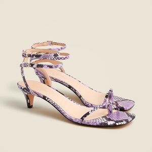 J. Crew Zadie Double Ankle Strap Purple Leather Strappy Heels